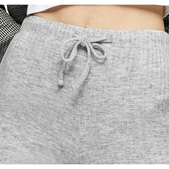 Topshop Pull On Drawstring Rib Knit Flare Leg Retro Pants Sz 14 Heather Gray NWT - Picture 4 of 8